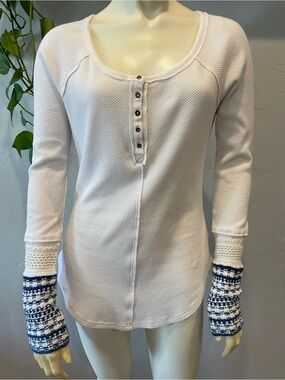 Free People Ski Lodge Newbie Cuff Thermal Henley L
